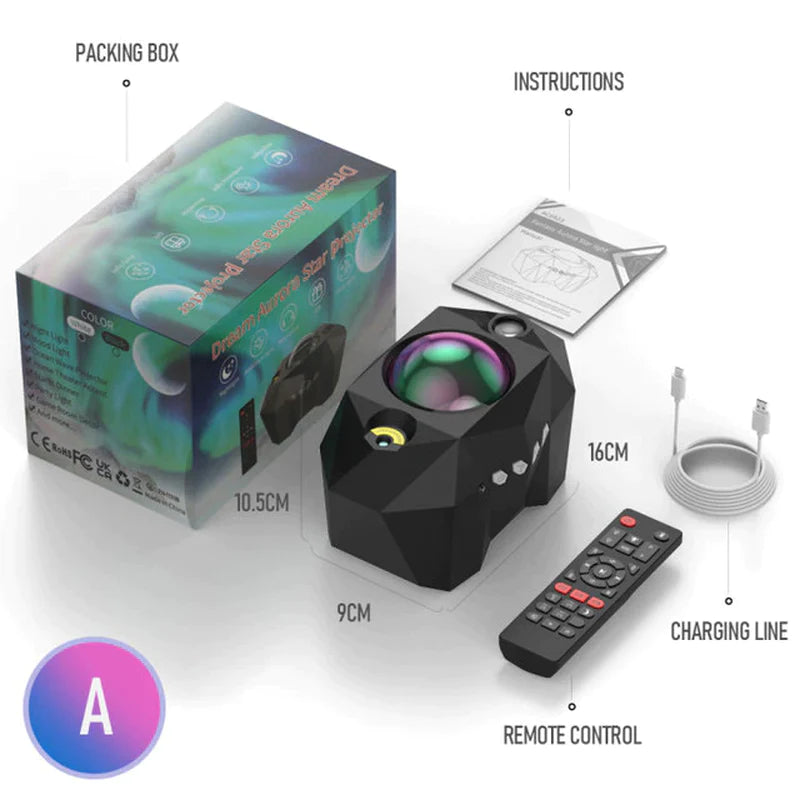 LED Aurora Borealis Moon and Galaxy Night Light Projector with Bluetooth Music and Laser Star Nebula Projection for Bedroom Atmosphere Enhancement