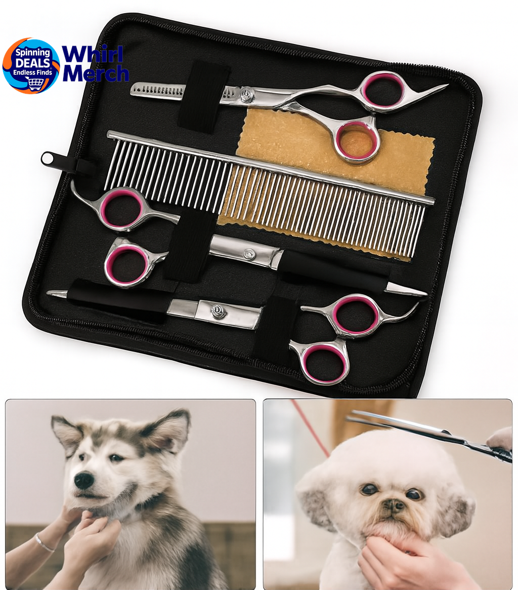Pet Dog Grooming Scissors Stainless Straight Curved Thinning Shears Trimmer Kits