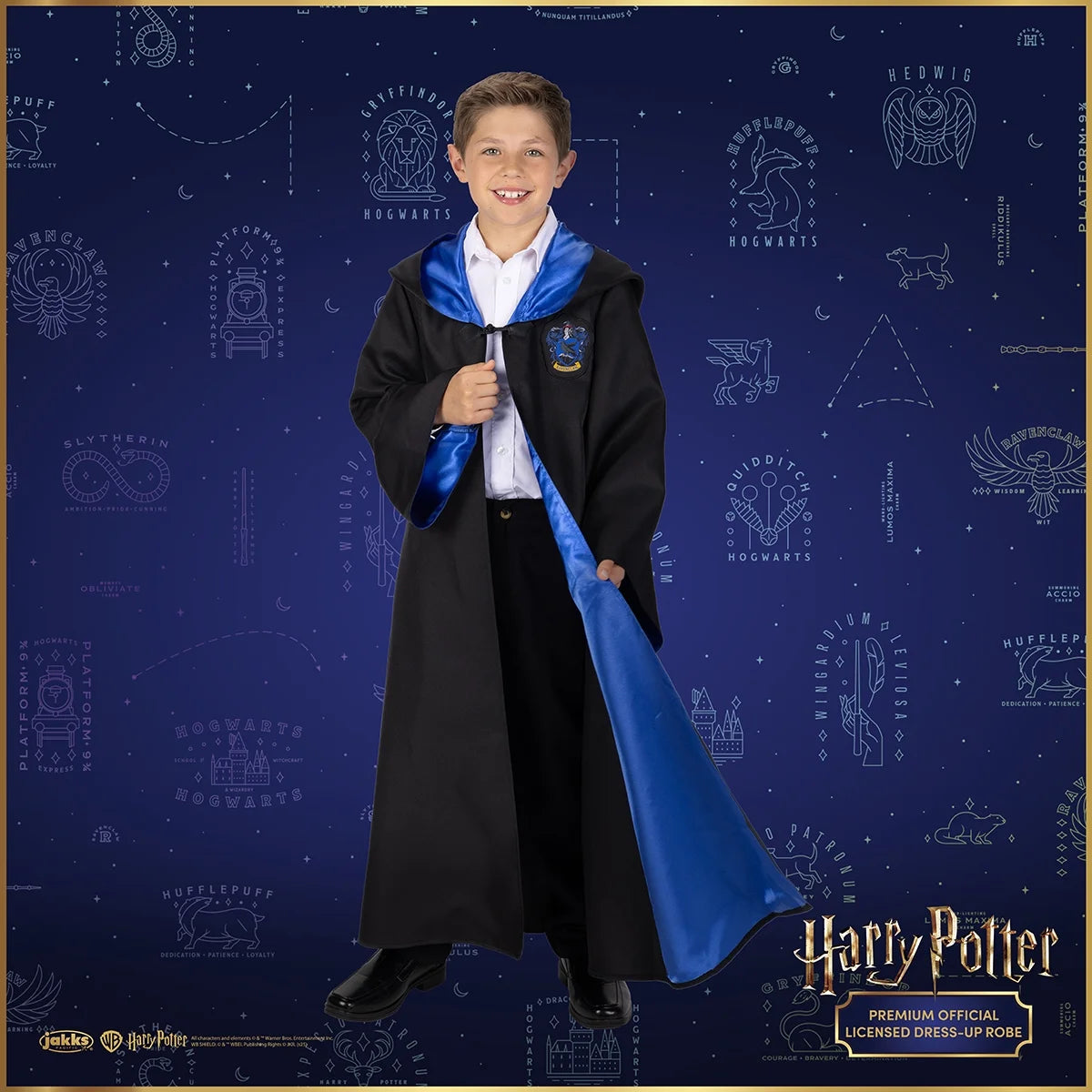 Premium Ravenclaw Hogwarts Official Robe Dress up Cosplay Wizarding World Pretend and Play for Child Ages 10 Years and up Unisex Fit