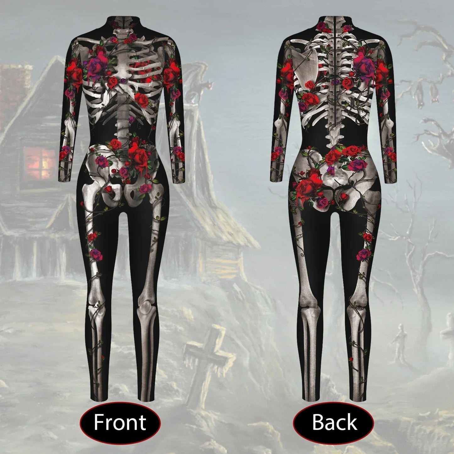 Halloween Costumes for Women 3D Print Skeleton Jumpsuit Skeleton Costume Sexy Bodycon Bodysuit Vampire Costume Adult Spooky Costume Design'S for Parties