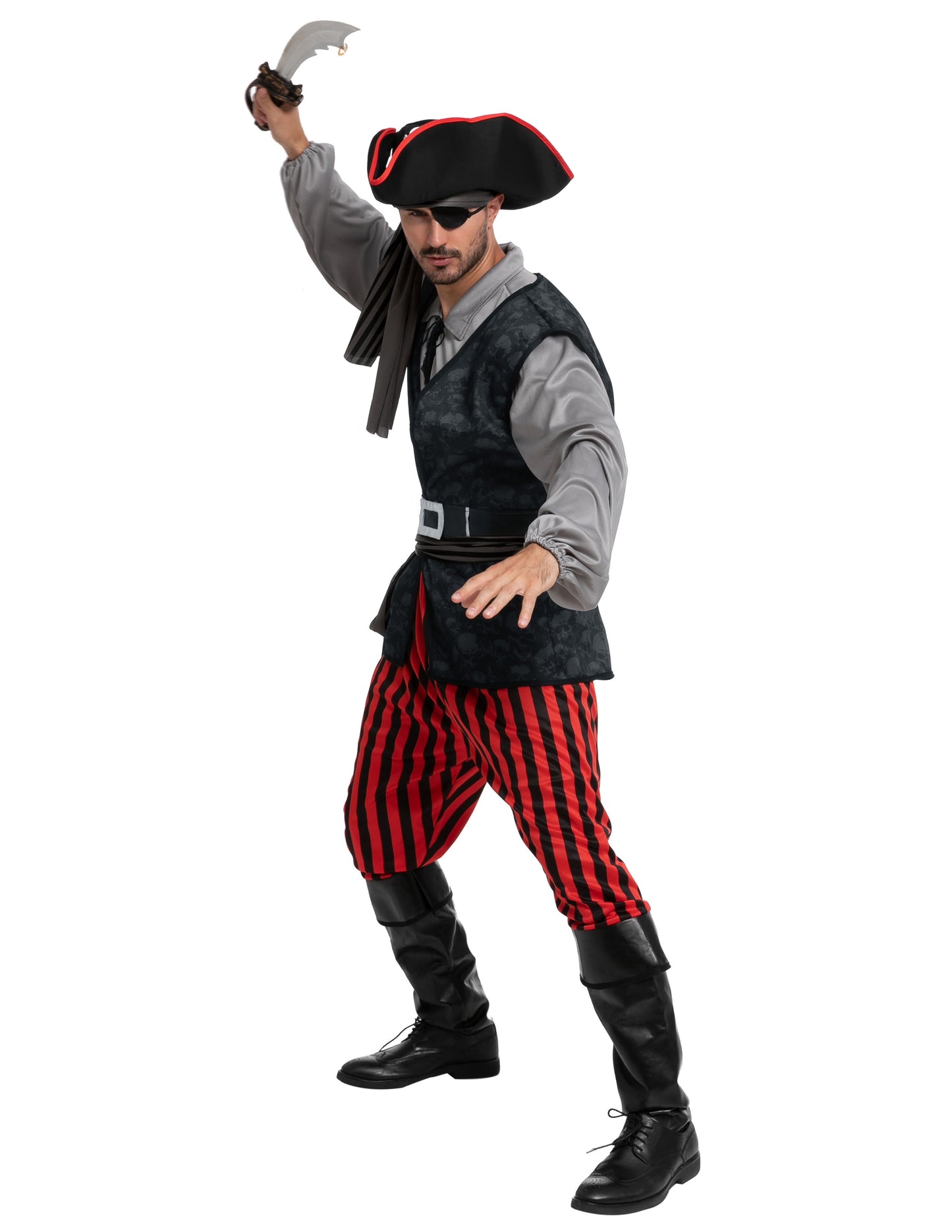 Men Pirate Costume Plundering Sea Captain Set for Adults Halloween Themed Parties