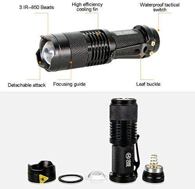 Powerful 3W 850NM IR Torch - Invisible Infrared Flashlight for Night Vision Devices (Battery Not Included)