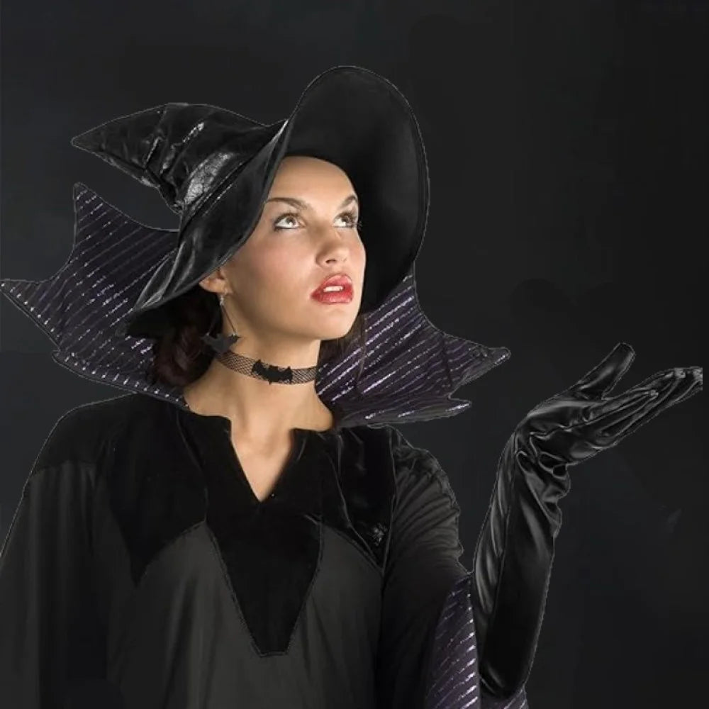 Halloween Witch Set Halloween Women Adult Wizard Costume Cosplay Accessory with Necklaces, Earrings, Gloves