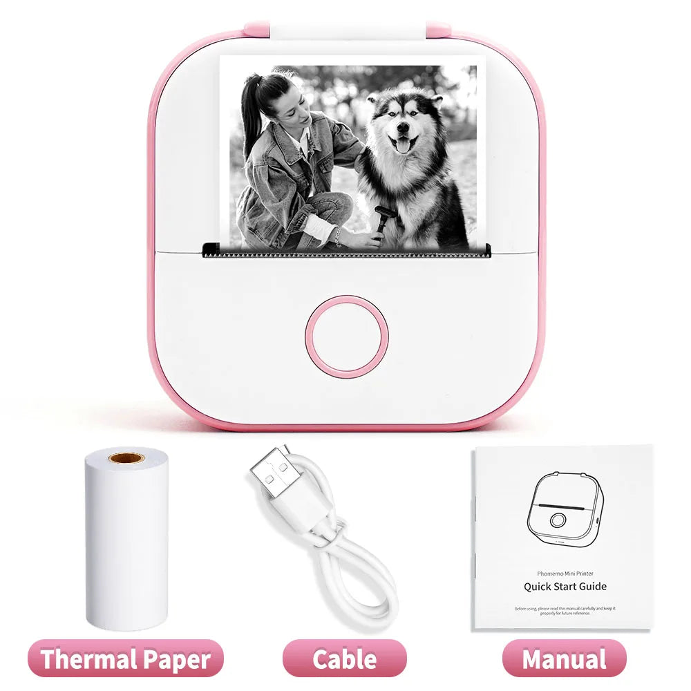 Portable Mini Thermal Printer T02 - Compact Pocket Label Maker for DIY Self-Adhesive Stickers and Various Label Papers