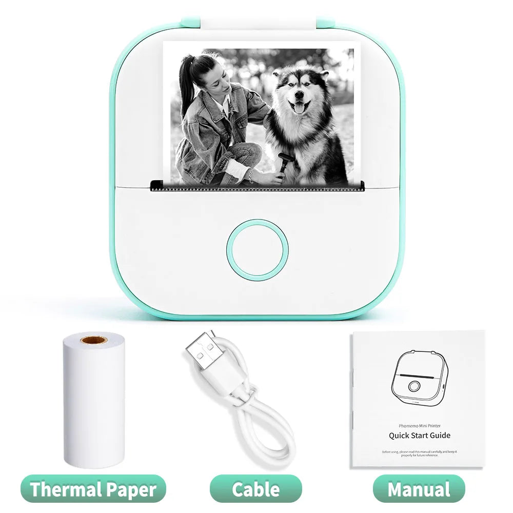Portable Mini Thermal Printer T02 - Compact Pocket Label Maker for DIY Self-Adhesive Stickers and Various Label Papers