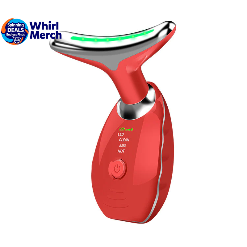 Wavy Chic Microcurrent Facial Massager - 7-Color Acne Treatment and Skin Firming Device for Face and Neck