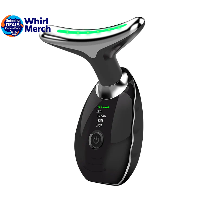 Wavy Chic Microcurrent Facial Massager - 7-Color Acne Treatment and Skin Firming Device for Face and Neck