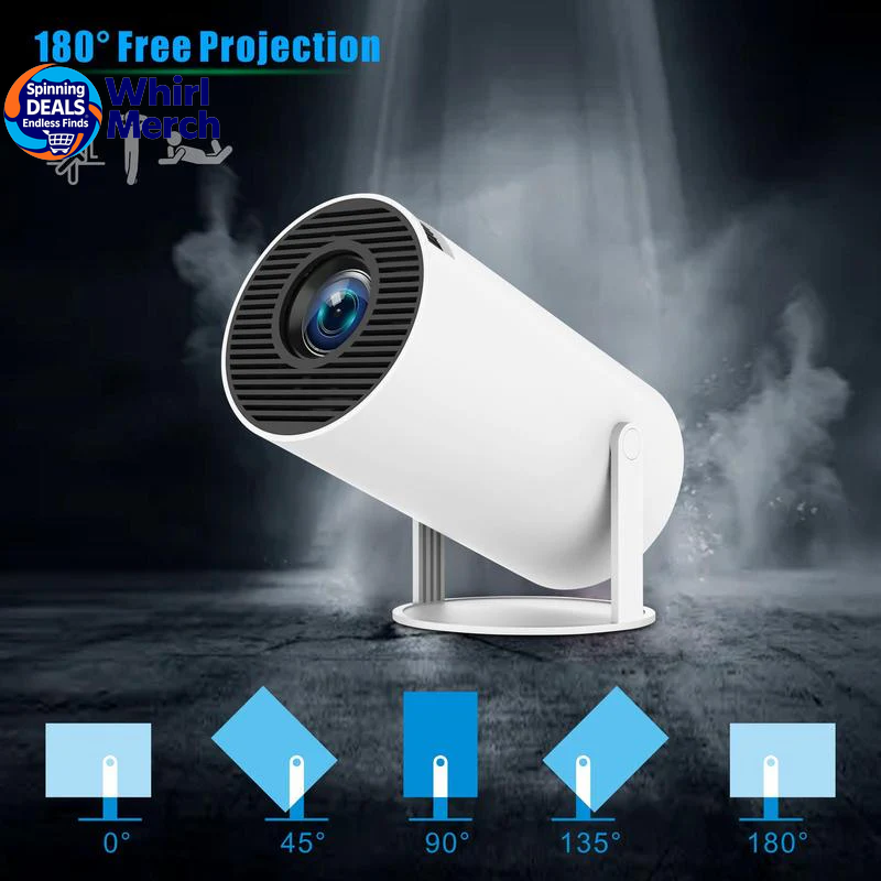 Portable Android WiFi and Bluetooth-Compatible Projector with Remote Control for Home Theater, Outdoor, Office, and Bedroom Use
