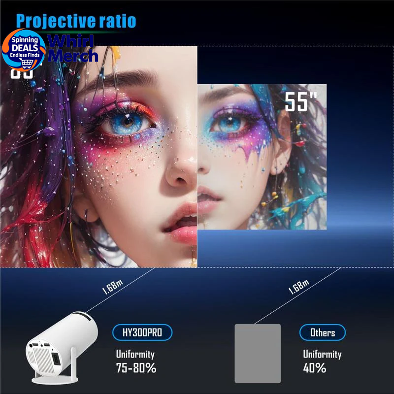 Portable Android WiFi and Bluetooth-Compatible Projector with Remote Control for Home Theater, Outdoor, Office, and Bedroom Use