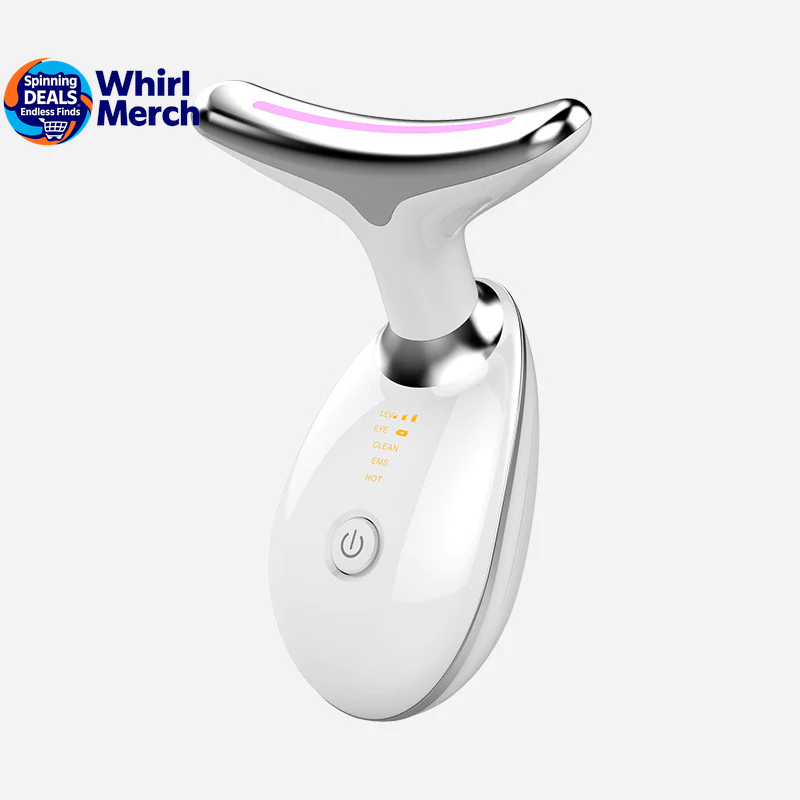Wavy Chic Microcurrent Facial Massager - 7-Color Acne Treatment and Skin Firming Device for Face and Neck