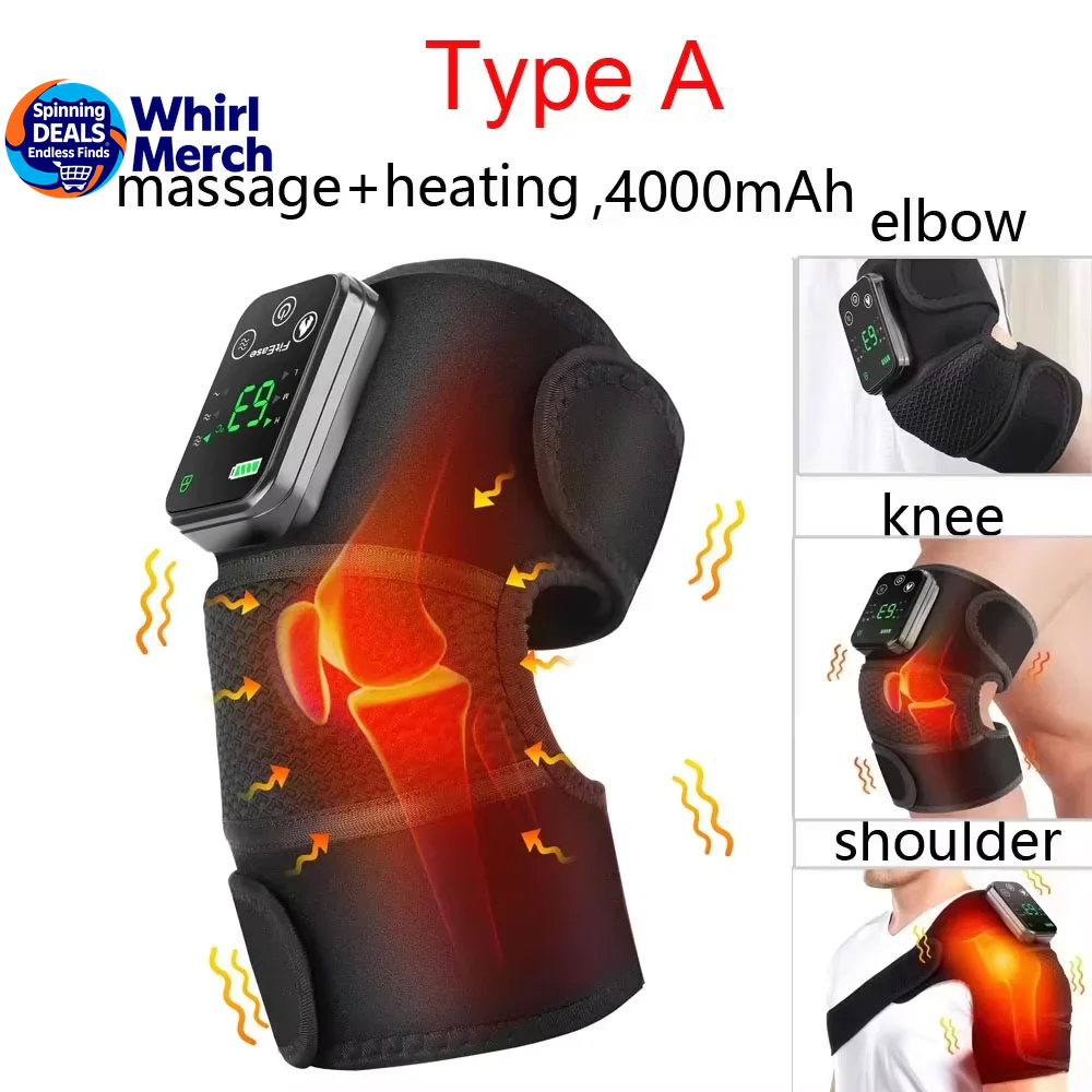 Electric Heated Vibration Physiotherapy Pad - 3-in-1 Massager for Knee, Shoulder, and Elbow Pain Relief with Hot Compress