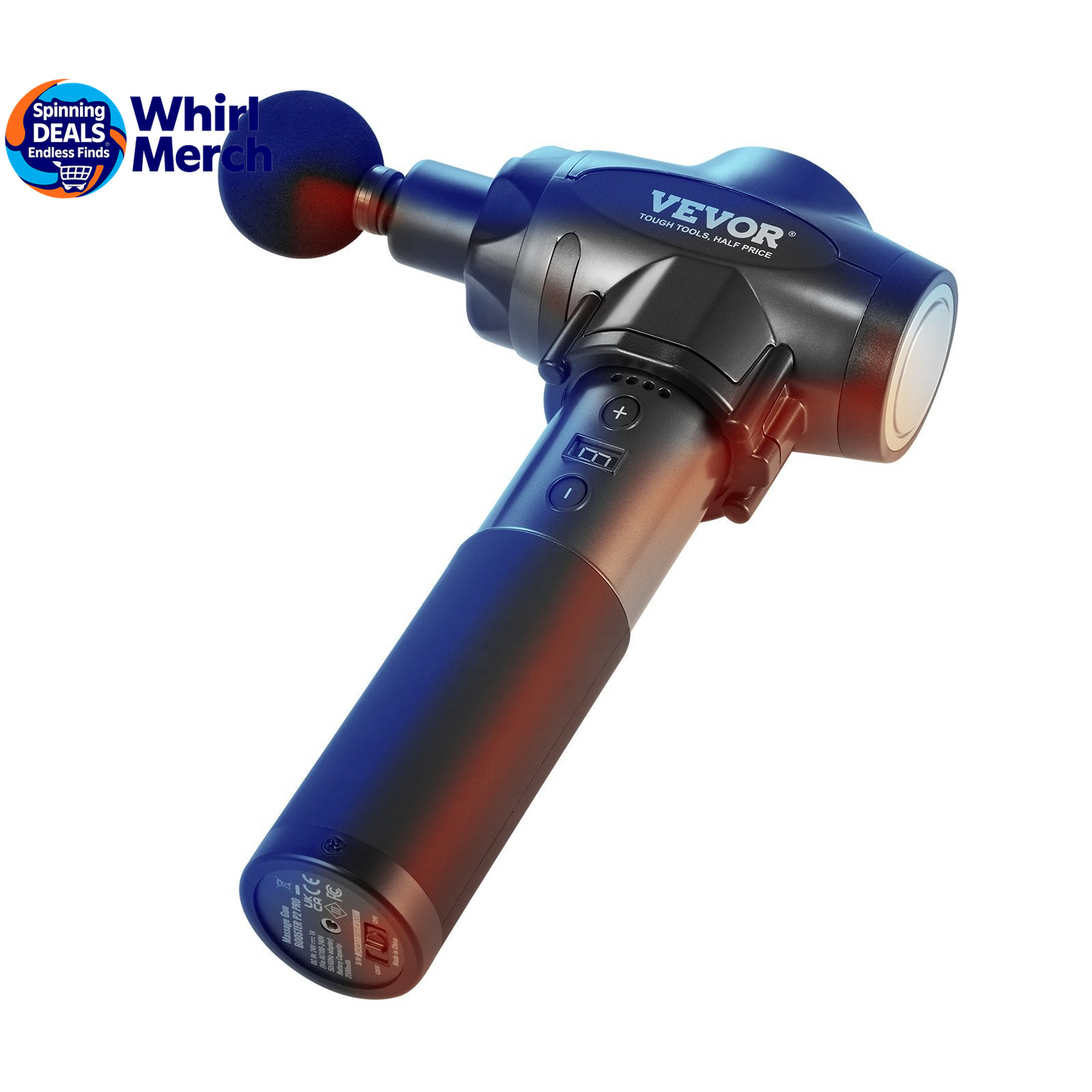 VEVOR Professional Deep Tissue Massage Gun with 9 Speed Settings and 6 Interchangeable Heads, 24V 2500mAh Battery, Percussion Massager for Athletes, Portable Electric Device for Pain Relief and Muscle Relaxation