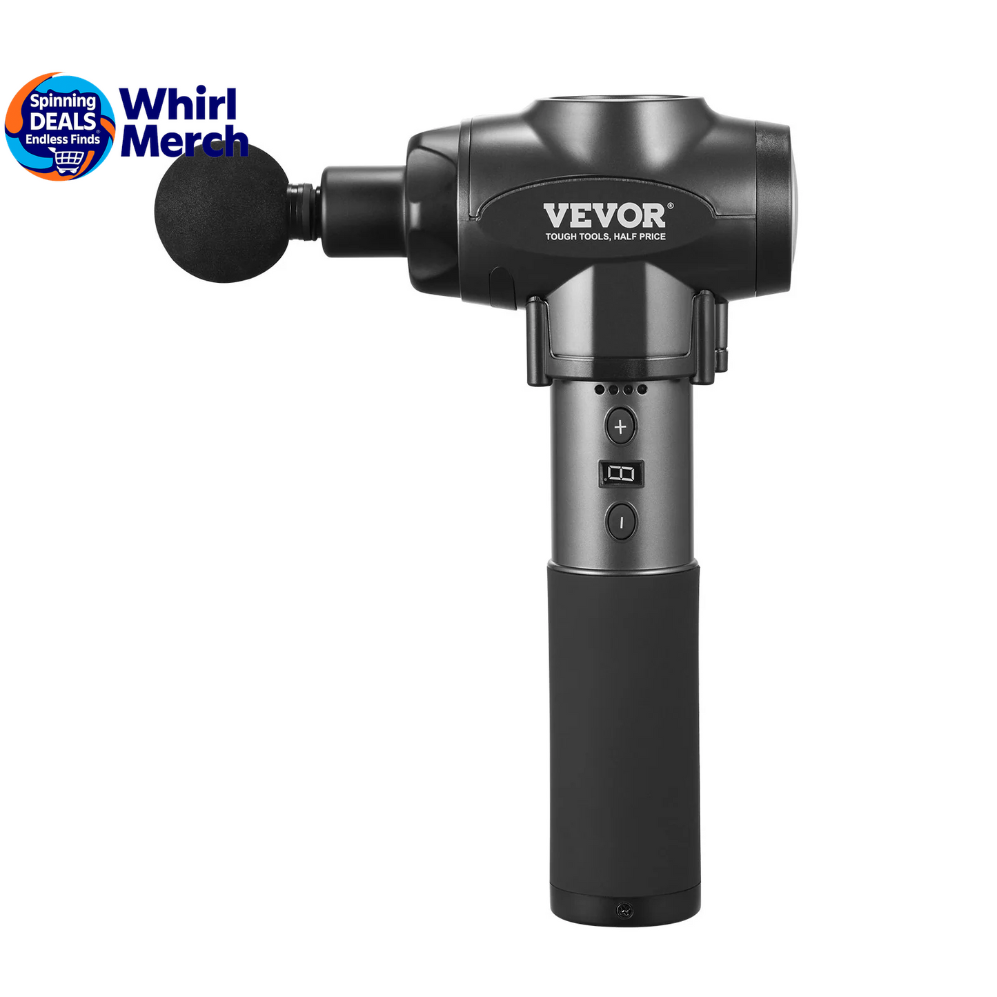 VEVOR Professional Deep Tissue Massage Gun with 9 Speed Settings and 6 Interchangeable Heads, 24V 2500mAh Battery, Percussion Massager for Athletes, Portable Electric Device for Pain Relief and Muscle Relaxation