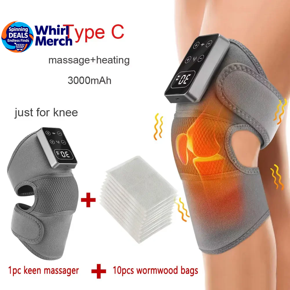 Electric Heated Vibration Physiotherapy Pad - 3-in-1 Massager for Knee, Shoulder, and Elbow Pain Relief with Hot Compress