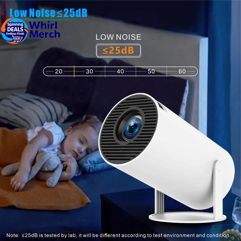 Portable Android WiFi and Bluetooth-Compatible Projector with Remote Control for Home Theater, Outdoor, Office, and Bedroom Use