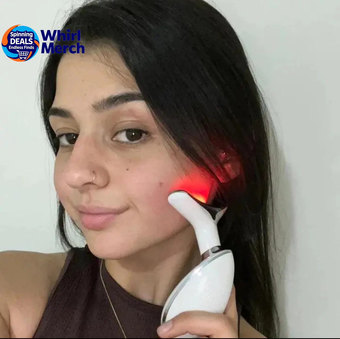 Wavy Chic Microcurrent Facial Massager - 7-Color Acne Treatment and Skin Firming Device for Face and Neck