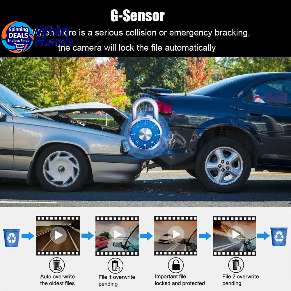 1080P Dual Lens Car Dash Cam with G-Sensor for Front and Interior Recording