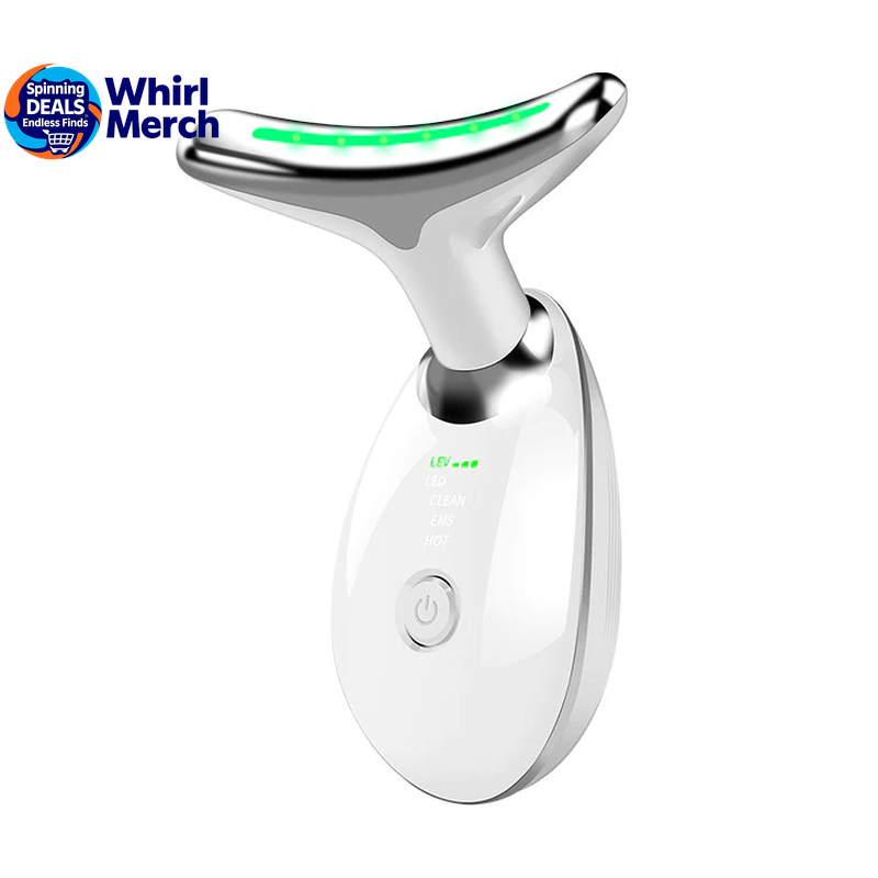 Wavy Chic Microcurrent Facial Massager - 7-Color Acne Treatment and Skin Firming Device for Face and Neck