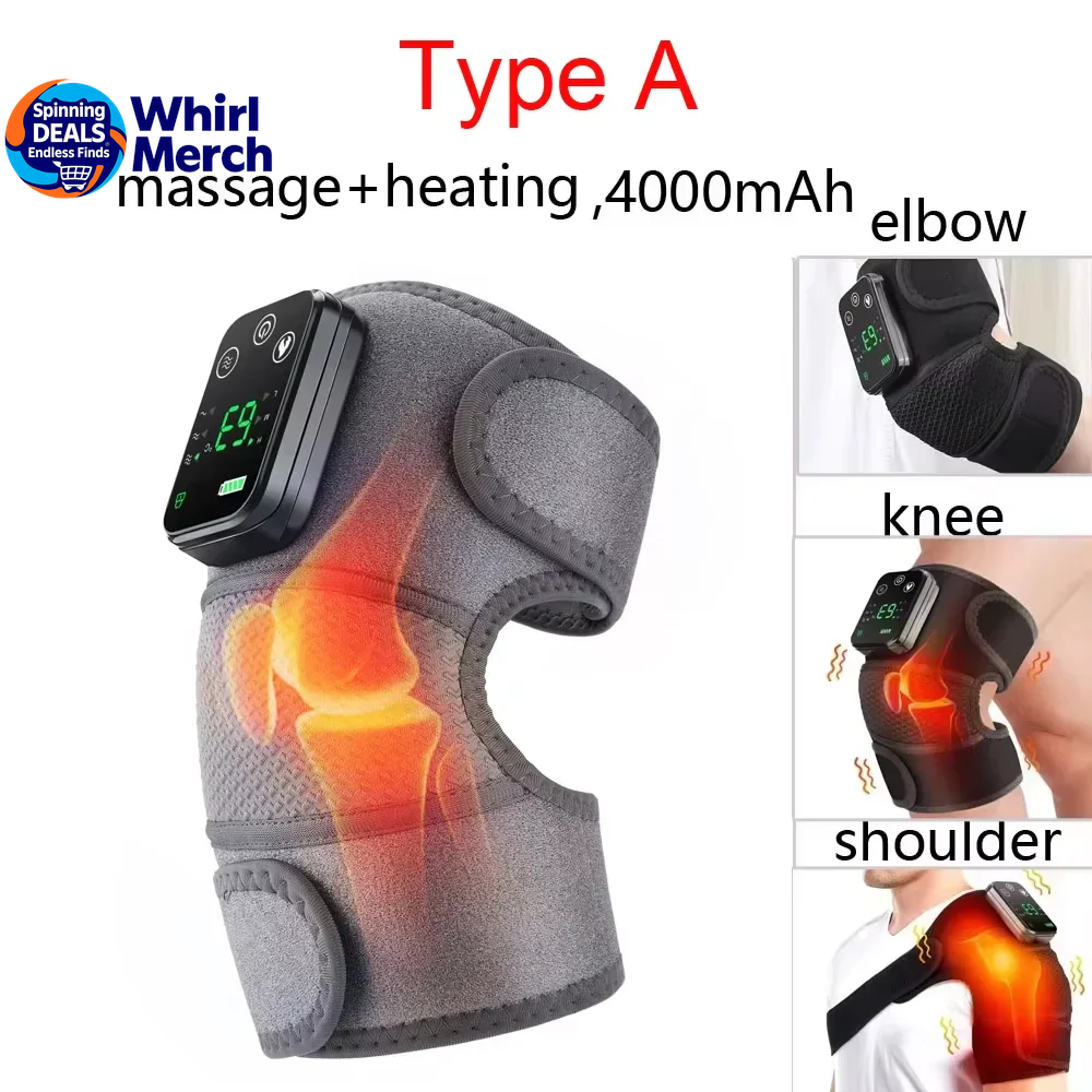 Electric Heated Vibration Physiotherapy Pad - 3-in-1 Massager for Knee, Shoulder, and Elbow Pain Relief with Hot Compress
