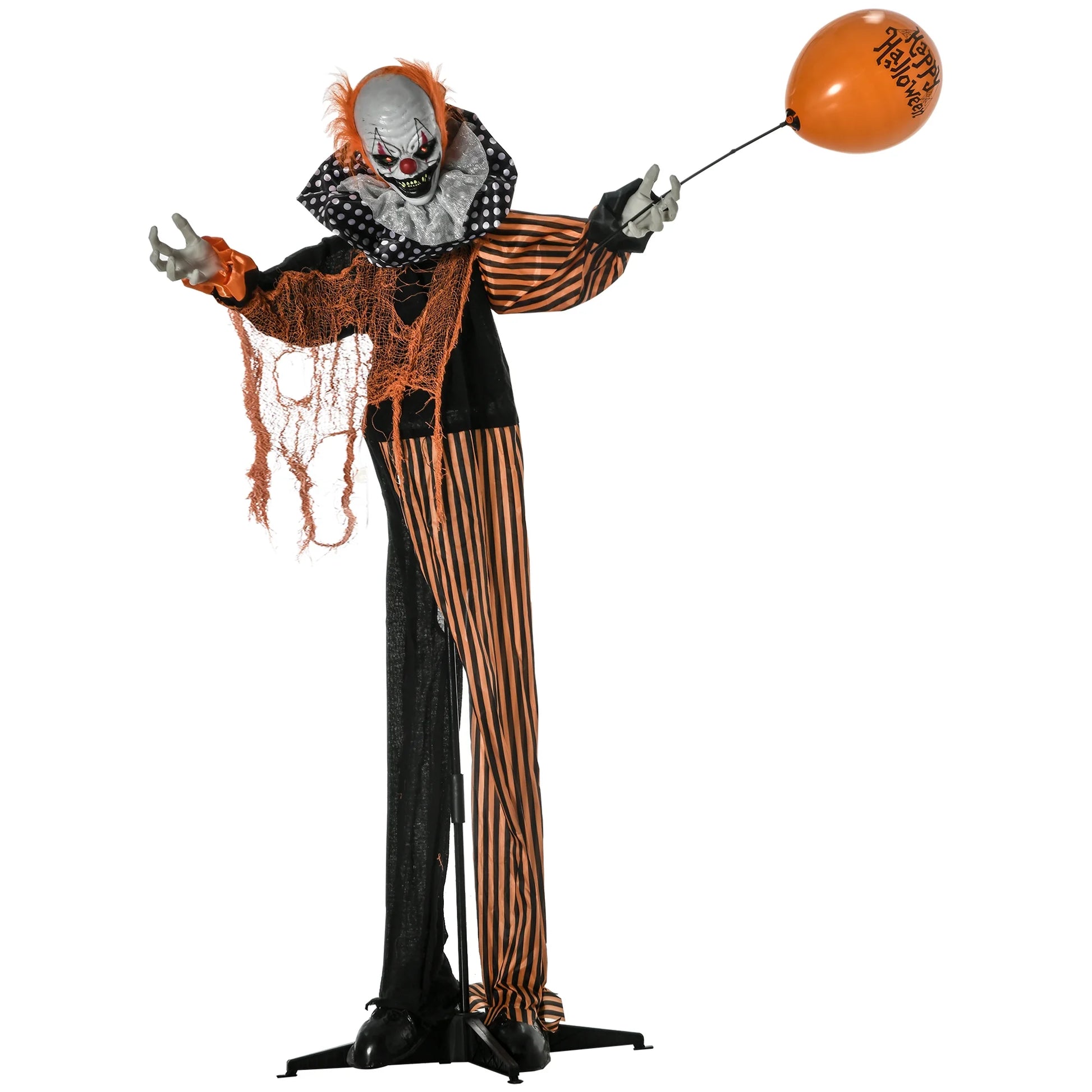 65" Life Size Outdoor Halloween Decorations Talking Circus Clown with a Balloon, Animated Prop with Sound and Motion Activated, Light up Eyes, Laughter