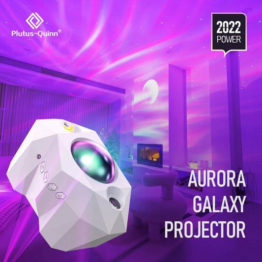 LED Aurora Borealis Moon and Galaxy Night Light Projector with Bluetooth Music and Laser Star Nebula Projection for Bedroom Atmosphere Enhancement