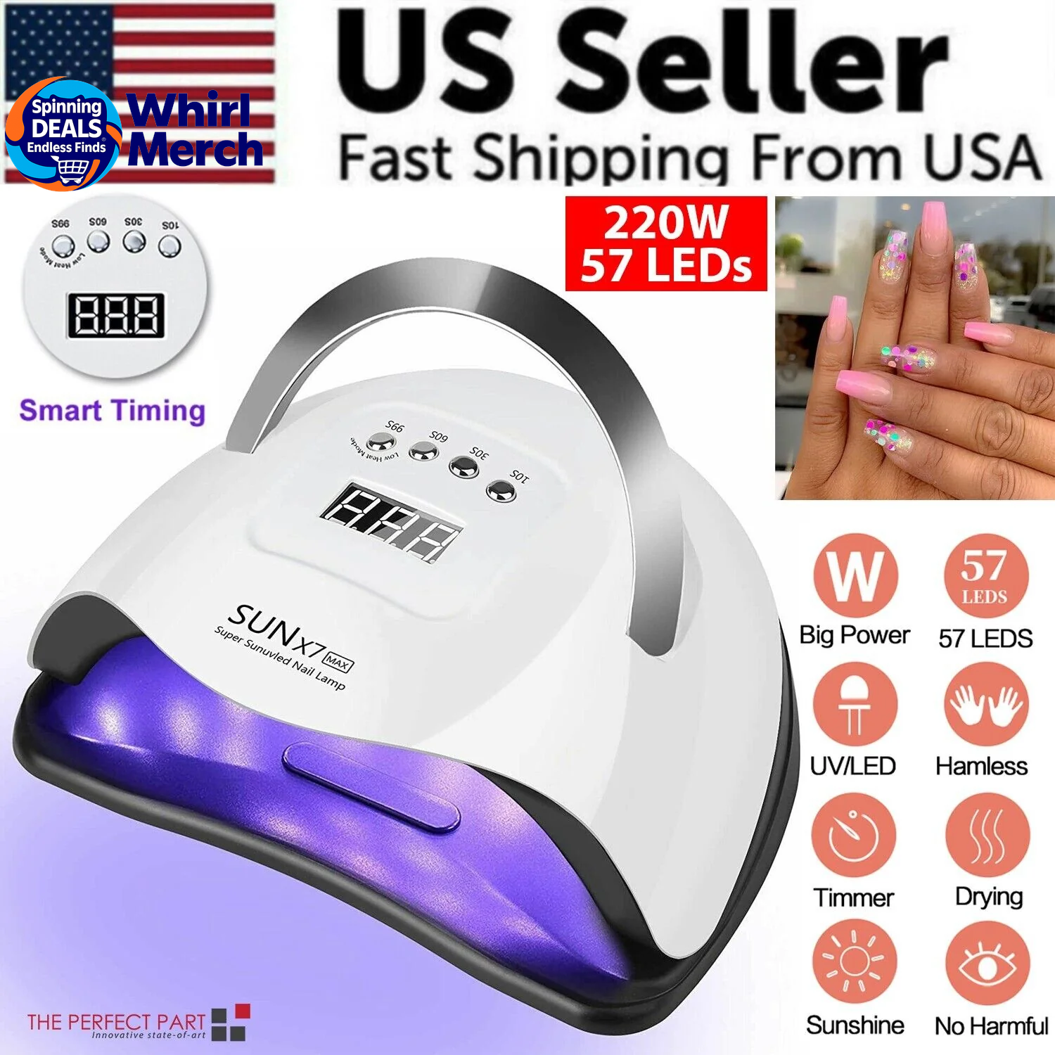 220W Professional LED UV Nail Curing Lamp for Gel Polish Manicure