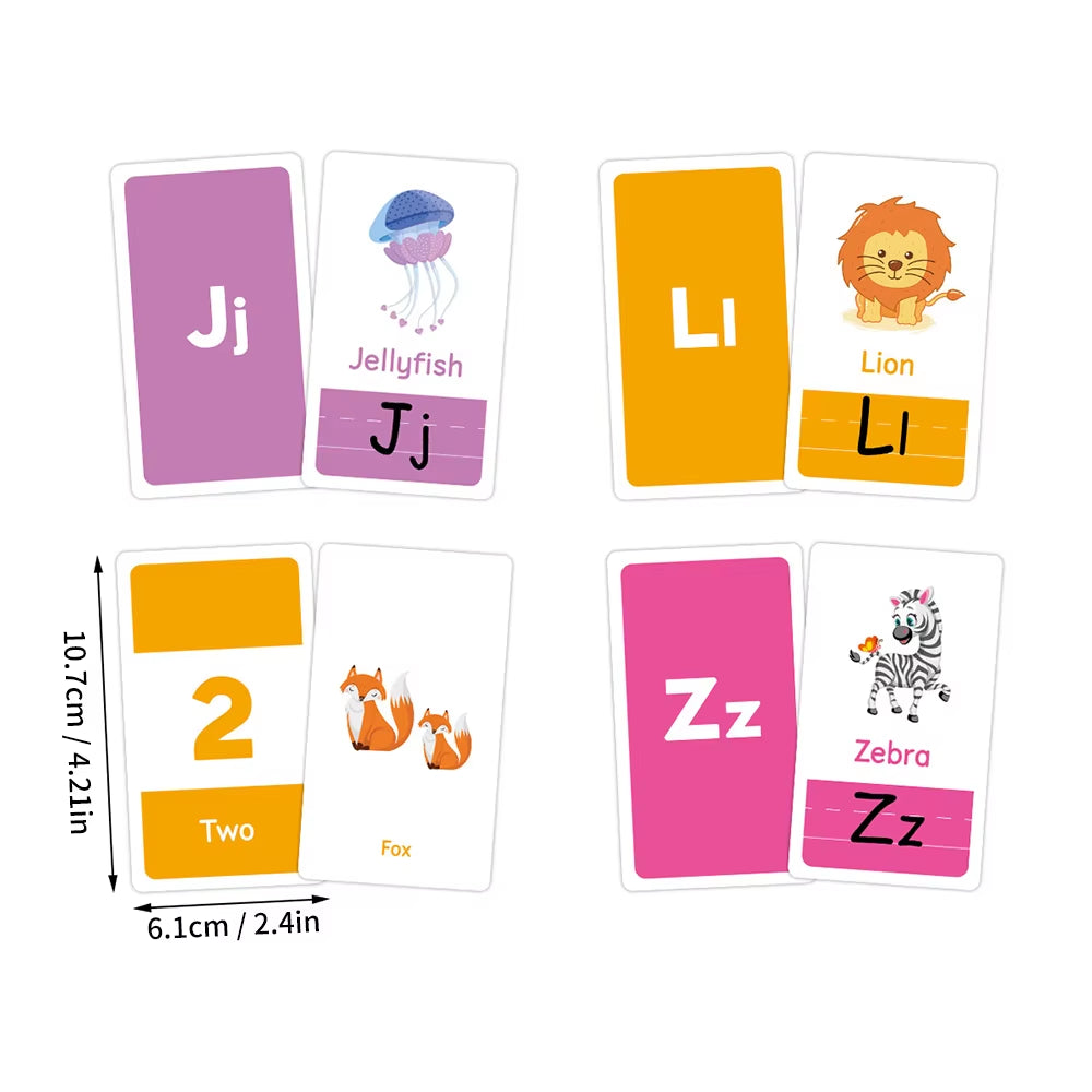 58-Piece Montessori ABC Alphabet Flashcards for Early Education - Shapes, Animals, and Learning Games for Children