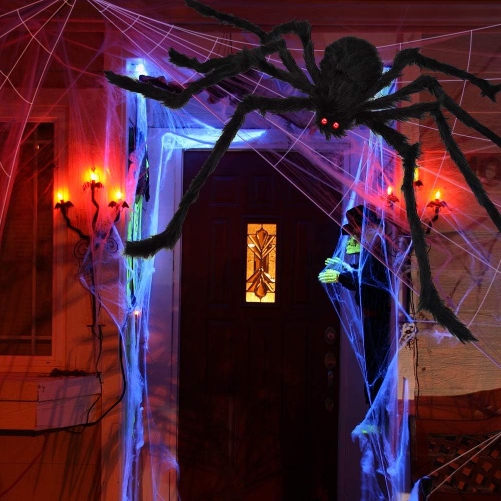 Halloween Spider Web with Giant Spider Decorations - Perfect for Indoor & Outdoor Haunted House Décor, Parties & Costumes!