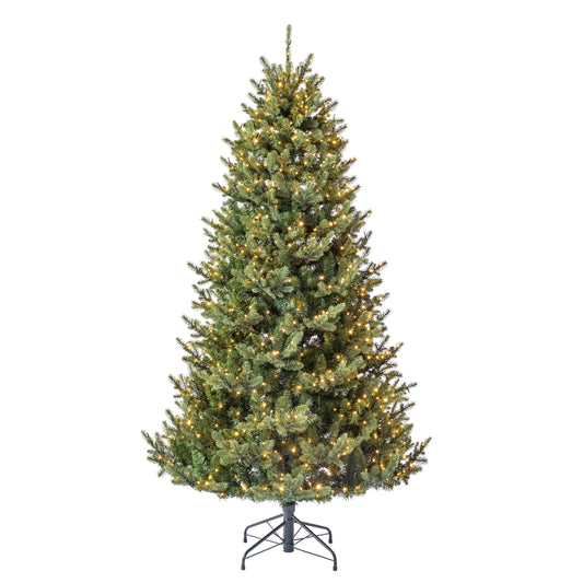 6.5FT Grand Spruce Prelit Green Artificial Christmas Tree with Lumadazzle Color-Changing Twinkle LED Lights and Quick Set®