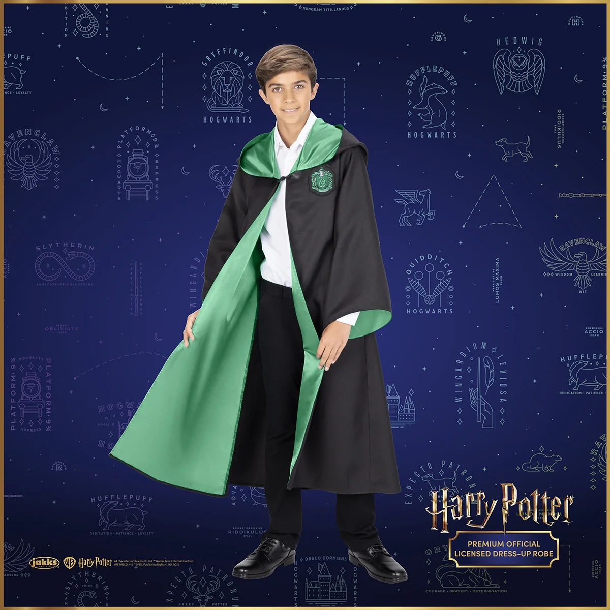 Premium  Slytherin Hogwarts Official Robe Dress up Cosplay Wizarding World Pretend and Play for Child Ages 10 Years and up Unisex Fit