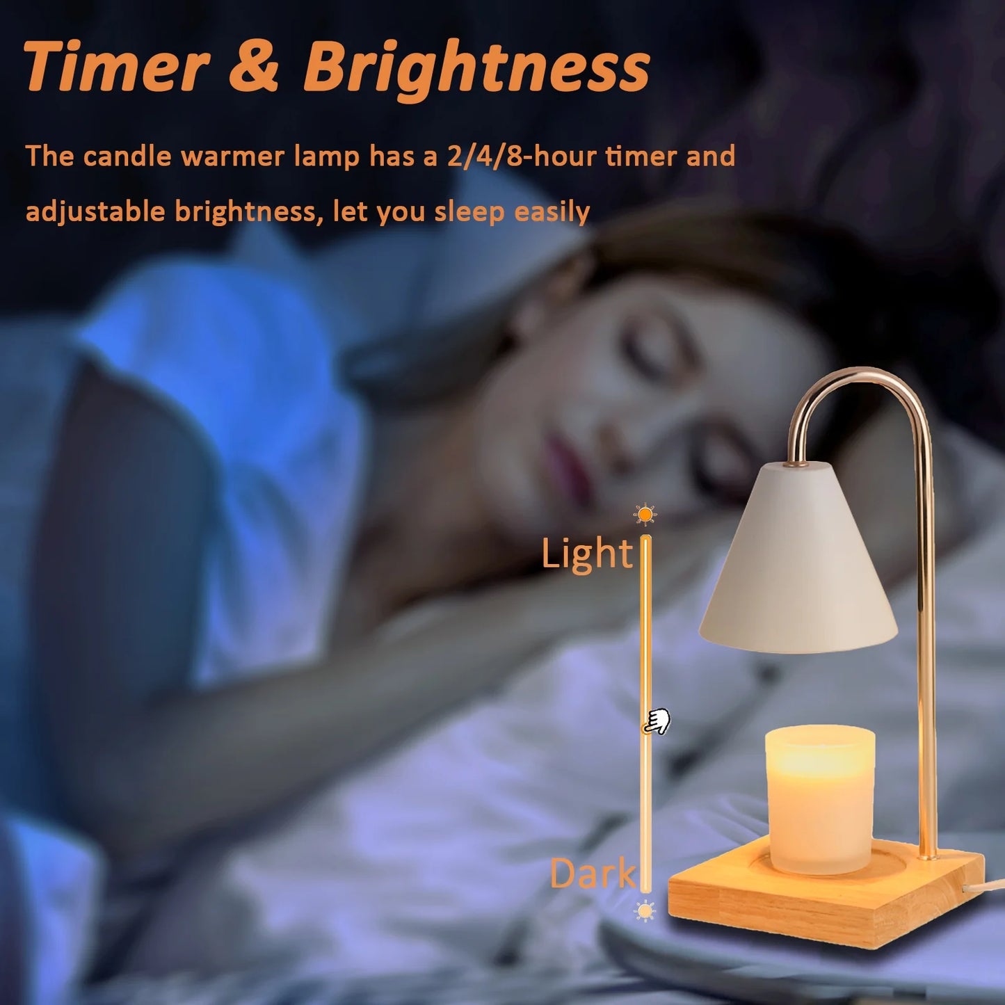 Adjustable Timer Fragrance Candle Warmer Lamp, Electric Dimmable Wax Melt Warmer, White