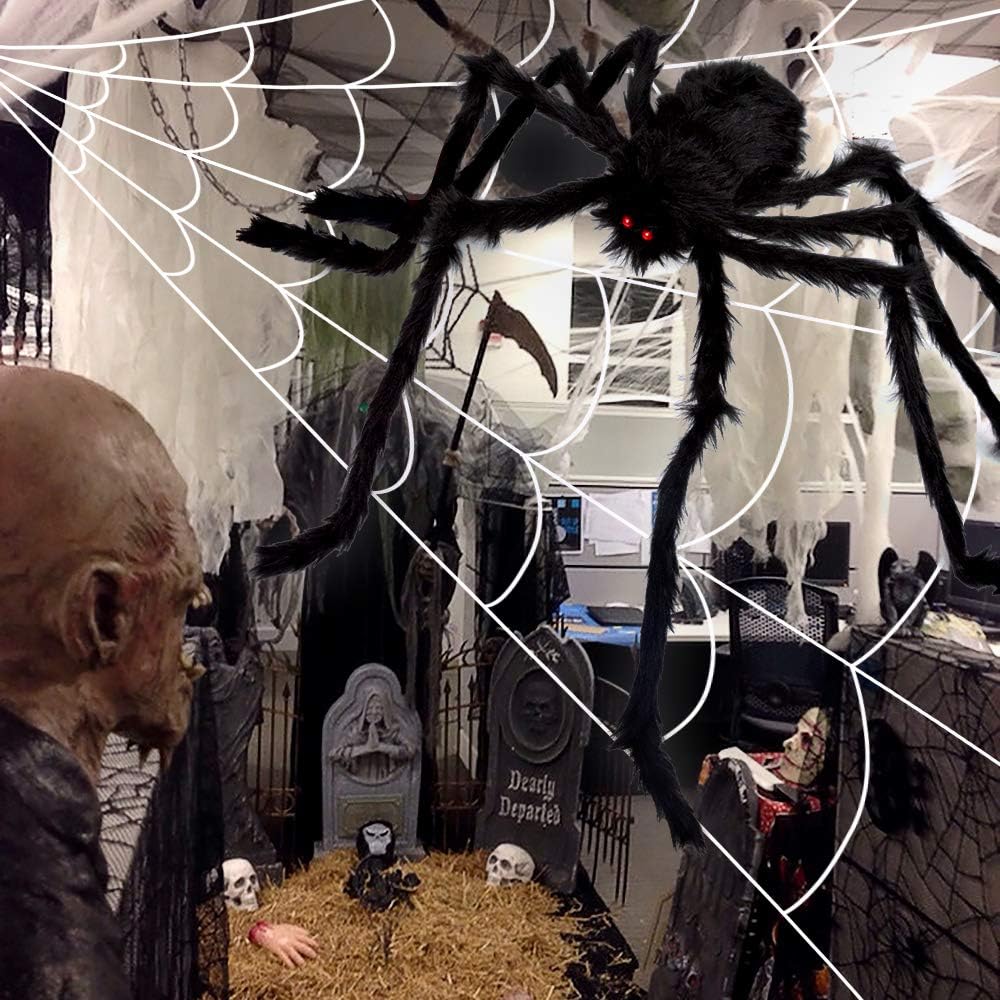 Halloween Spider Web with Giant Spider Decorations - Perfect for Indoor & Outdoor Haunted House Décor, Parties & Costumes!