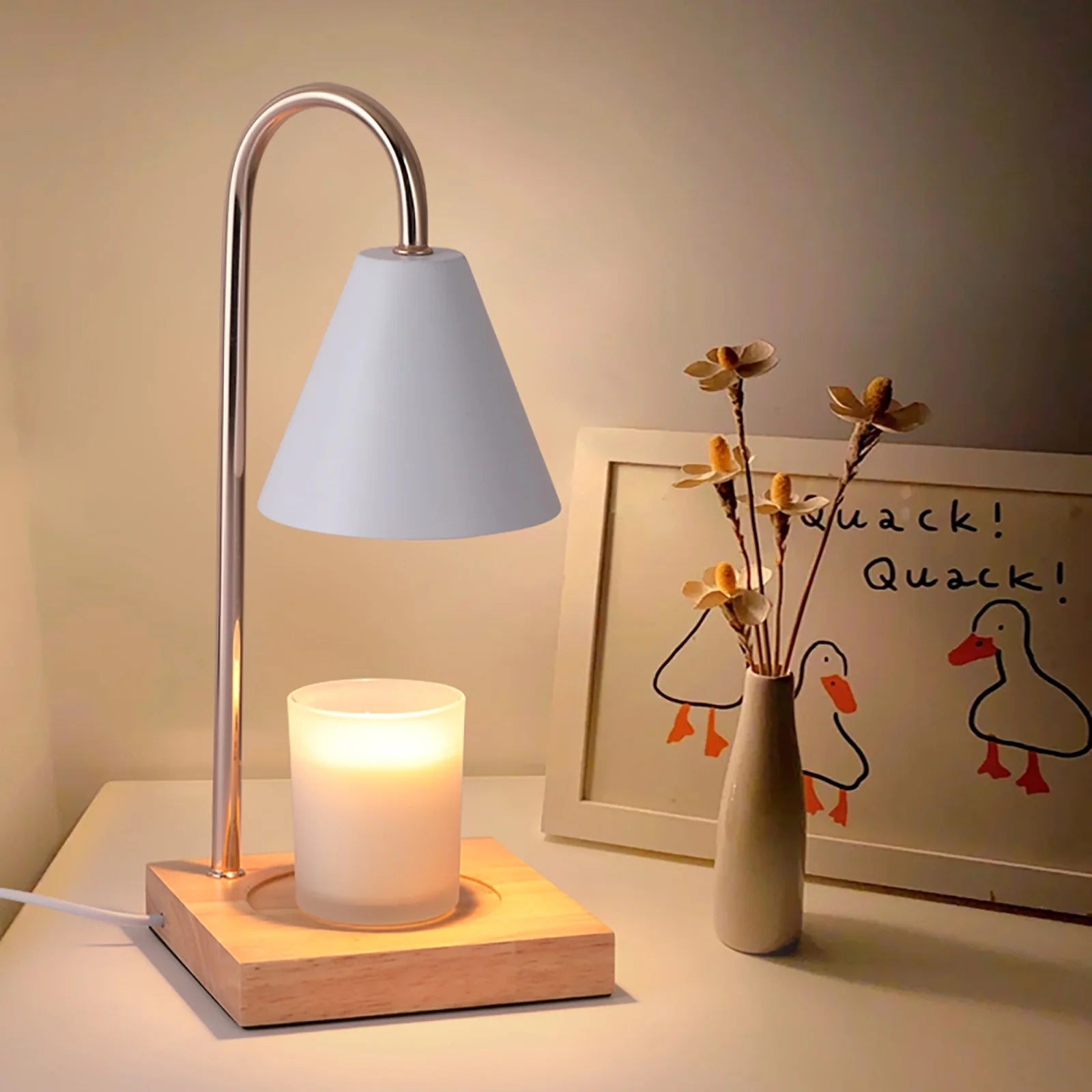 Adjustable Timer Fragrance Candle Warmer Lamp, Electric Dimmable Wax Melt Warmer, White