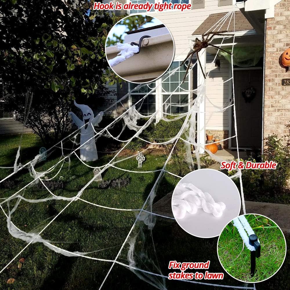 Halloween Spider Web with Giant Spider Decorations - Perfect for Indoor & Outdoor Haunted House Décor, Parties & Costumes!