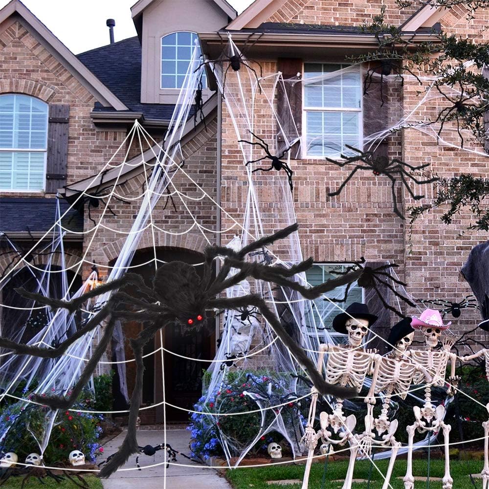 Halloween Spider Web with Giant Spider Decorations - Perfect for Indoor & Outdoor Haunted House Décor, Parties & Costumes!