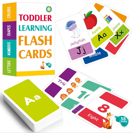 58-Piece Montessori ABC Alphabet Flashcards for Early Education - Shapes, Animals, and Learning Games for Children
