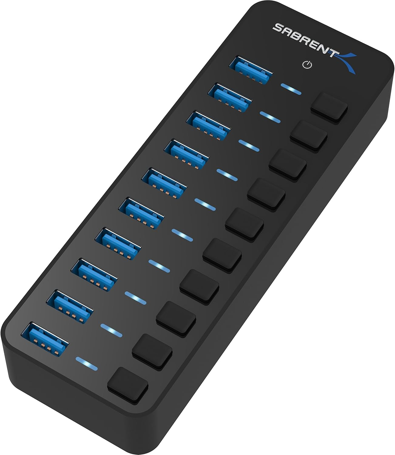 10-Port USB 3.0 Hub with Individual Power Switches and LED Indicators, 60W 12V/5A Power Adapter Included (Model HB-BU10)