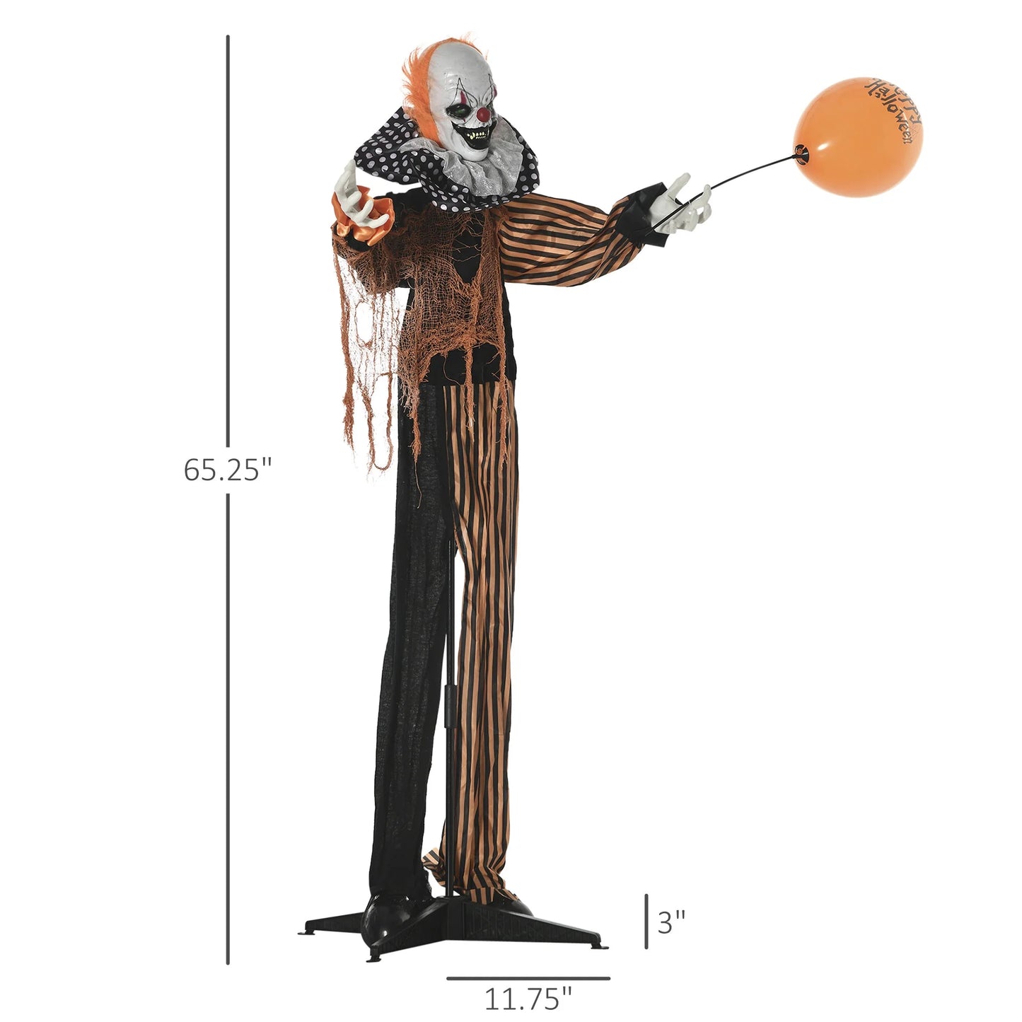 65" Life Size Outdoor Halloween Decorations Talking Circus Clown with a Balloon, Animated Prop with Sound and Motion Activated, Light up Eyes, Laughter