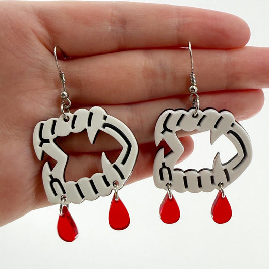 Vampire Teeth Earrings, Novelty Earrings, Halloween