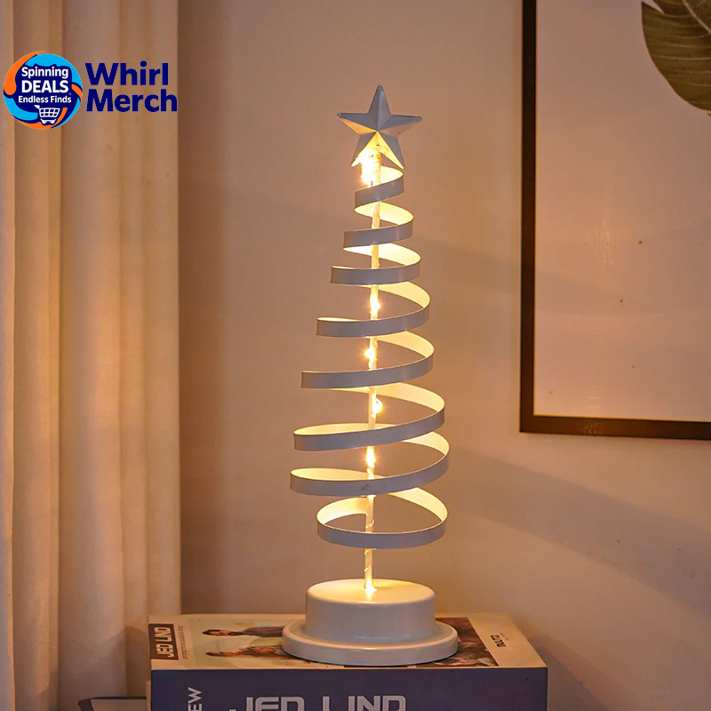 LED Spiral Christmas Tree Lamp – Wrought Iron Desk Ornament for Festive Decor