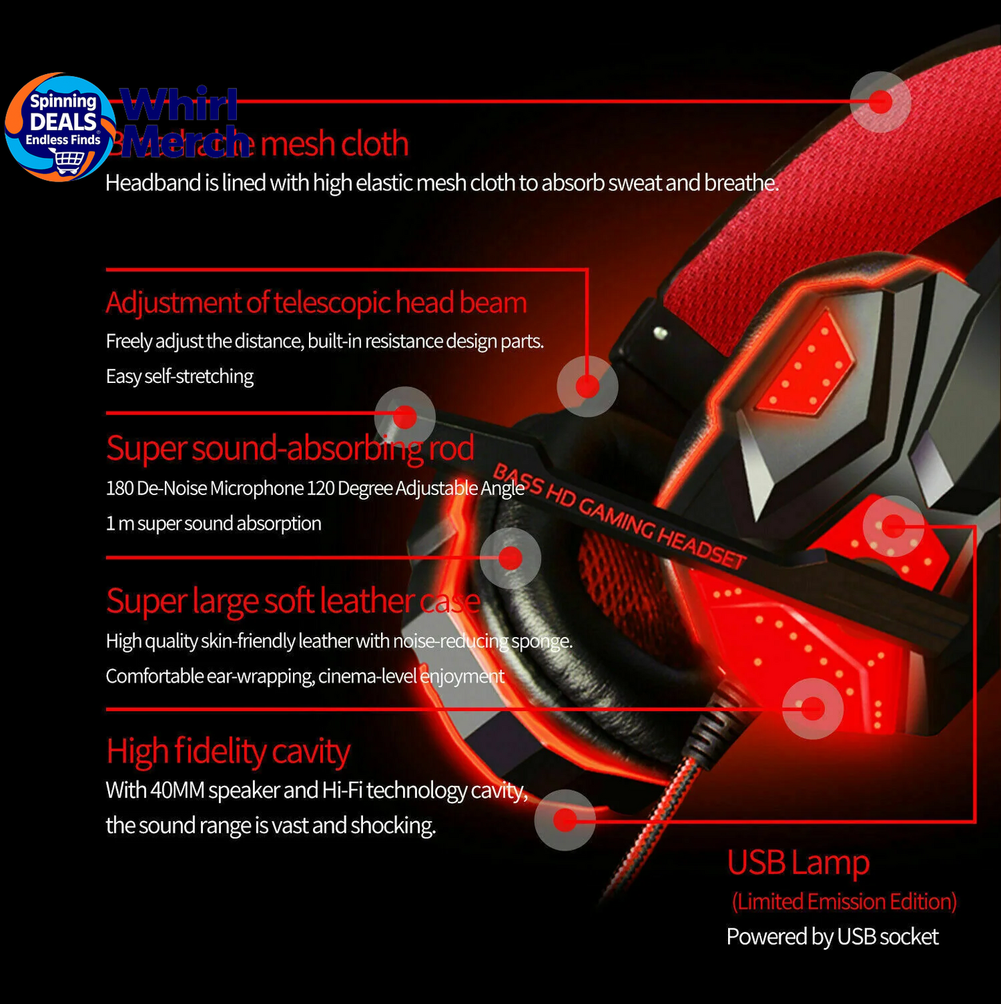 3.5mm Gaming Headset with Microphone and LED - Stereo Bass Surround Sound for PC, PS4, and Xbox One