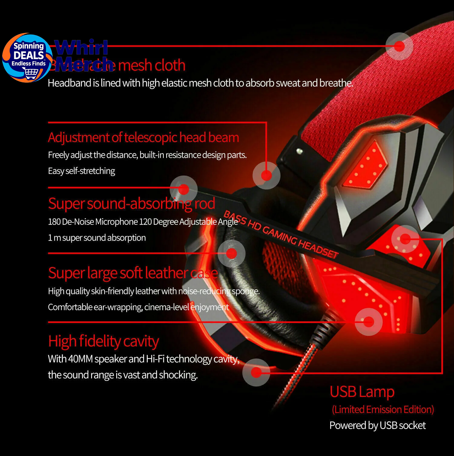 3.5mm Gaming Headset with Microphone and LED - Stereo Bass Surround Sound for PC, PS4, and Xbox One