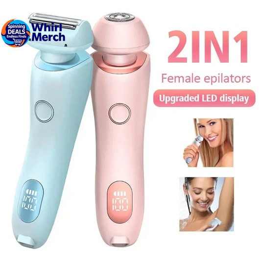 2-in-1 USB Rechargeable Hair Removal and Epilation Device for Smooth Shaving of Face, Body, and Bikini Areas