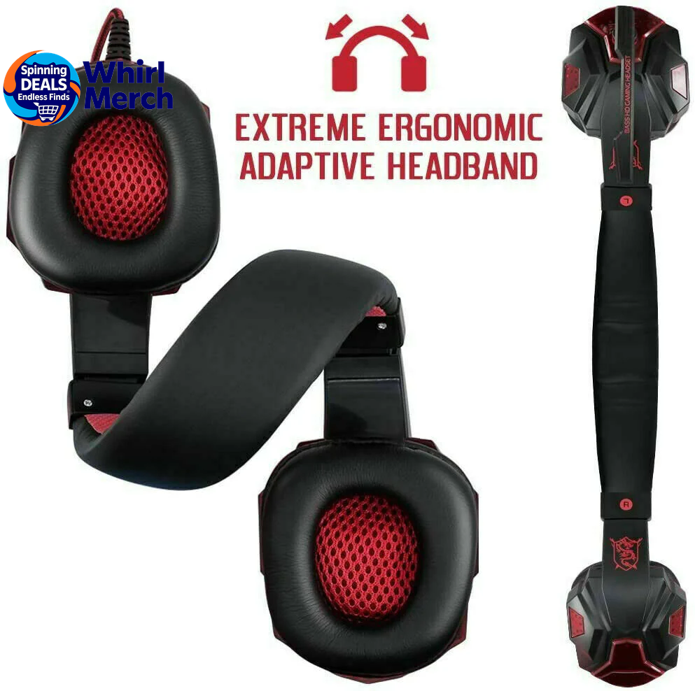3.5mm Gaming Headset with Microphone and LED - Stereo Bass Surround Sound for PC, PS4, and Xbox One