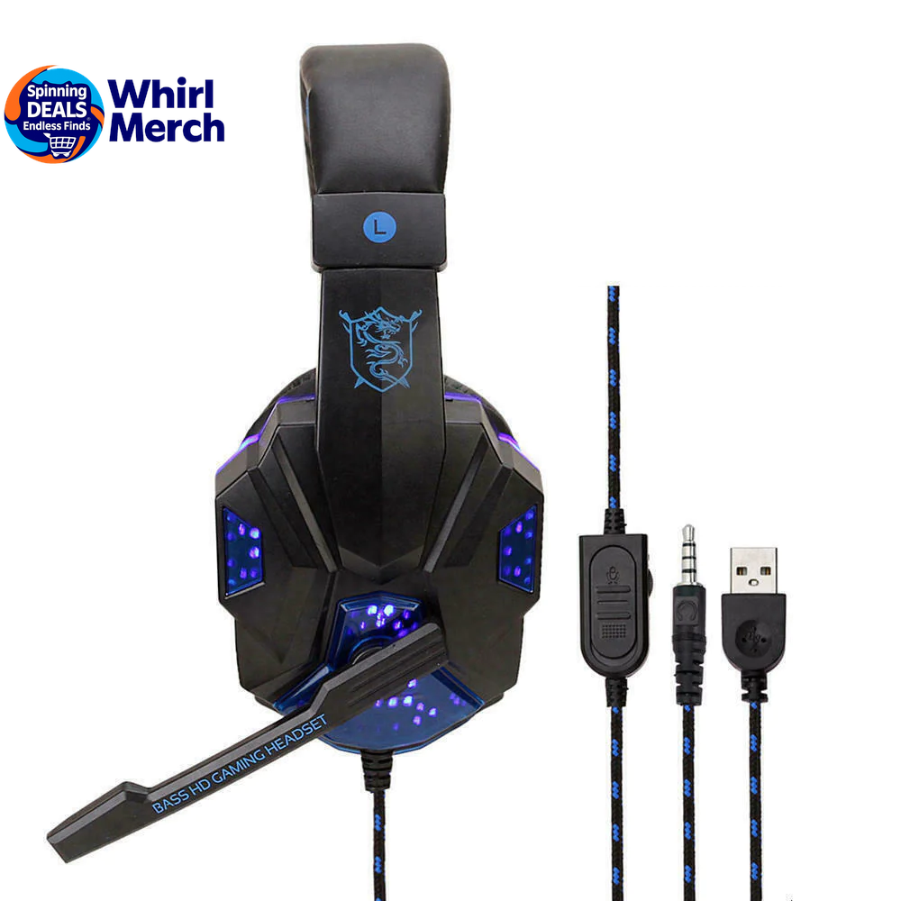 3.5mm Gaming Headset with Microphone and LED - Stereo Bass Surround Sound for PC, PS4, and Xbox One