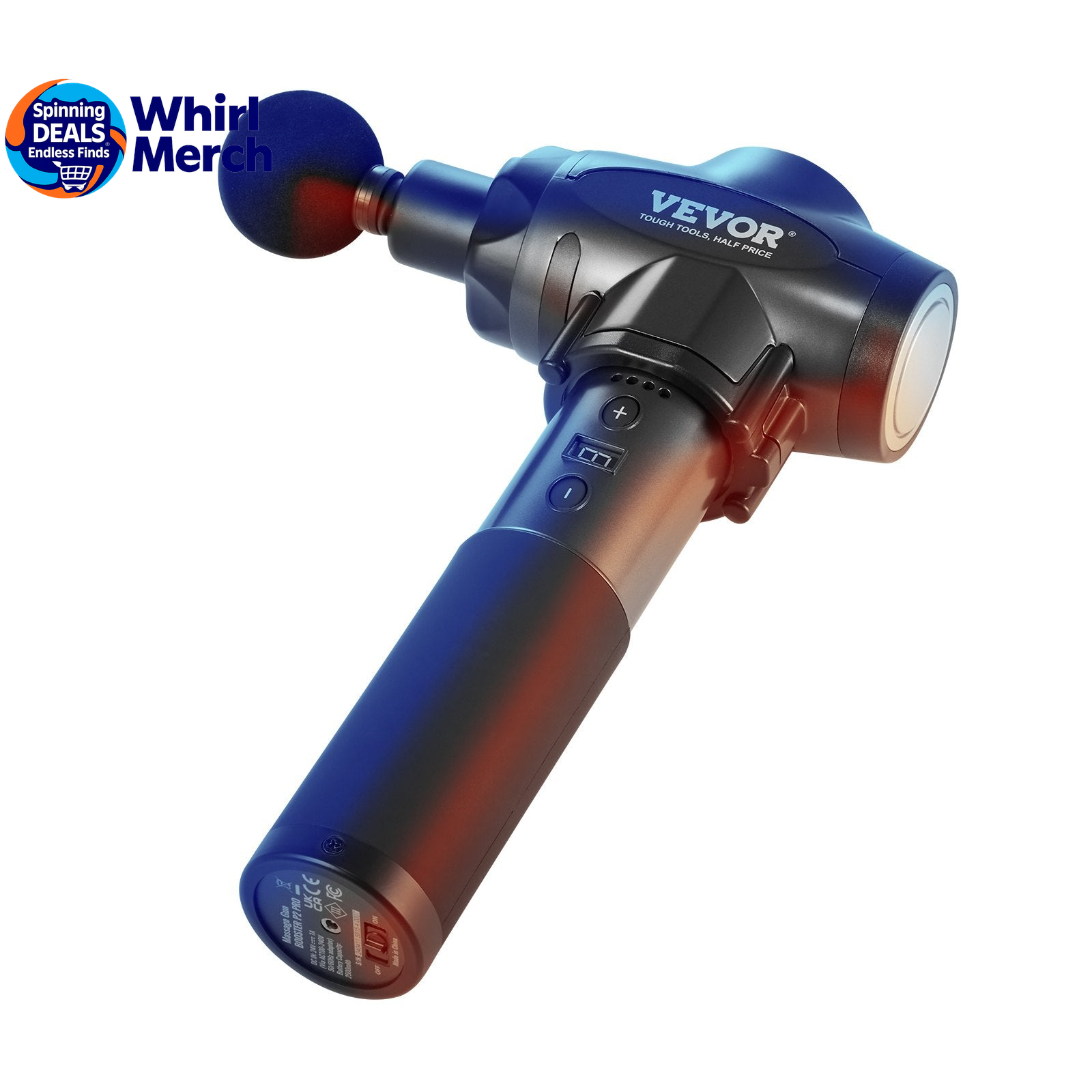 VEVOR Professional Deep Tissue Massage Gun with 9 Speed Settings and 6 Interchangeable Heads, 24V 2500mAh Battery, Percussion Massager for Athletes, Portable Electric Device for Pain Relief and Muscle Relaxation