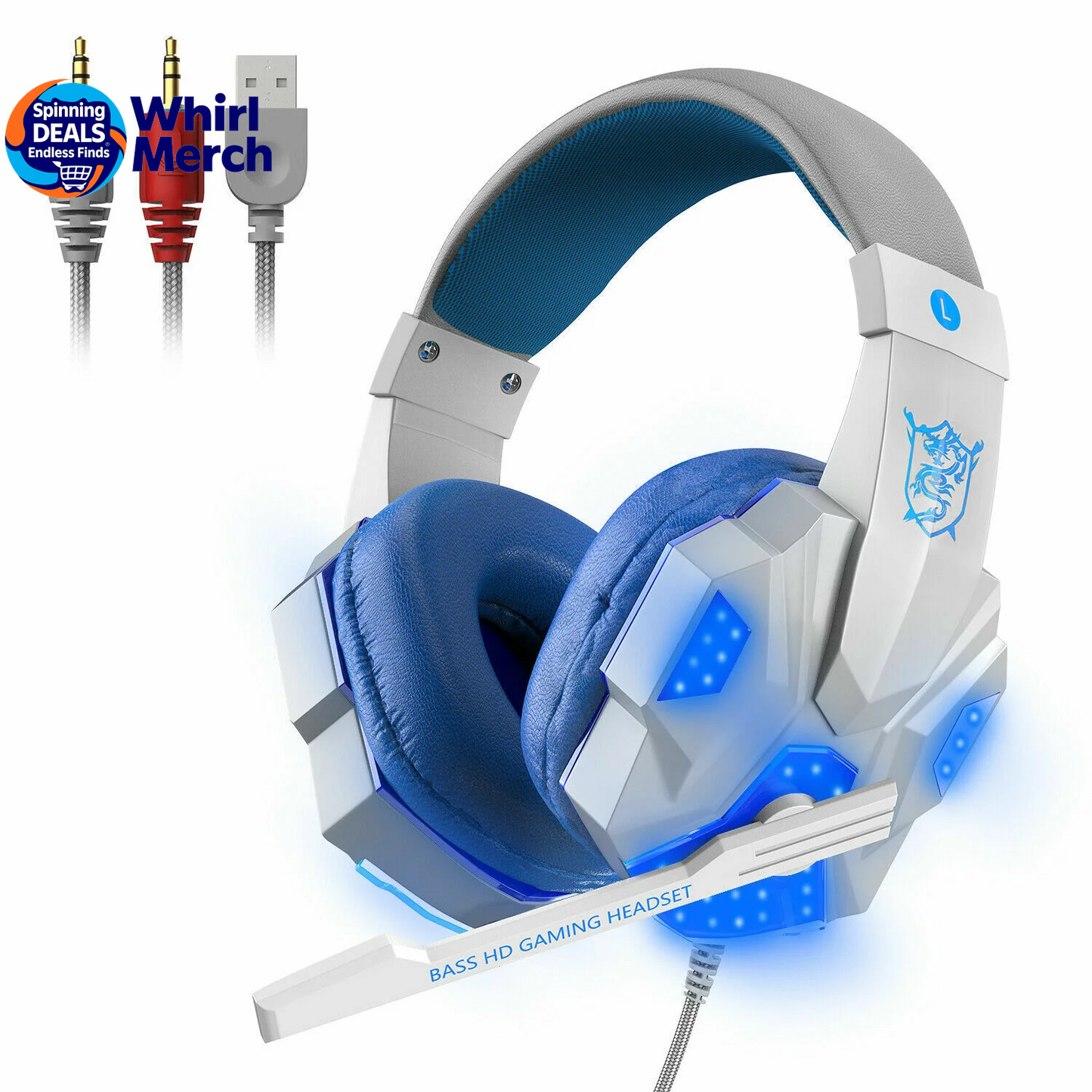 3.5mm Gaming Headset with Microphone and LED - Stereo Bass Surround Sound for PC, PS4, and Xbox One