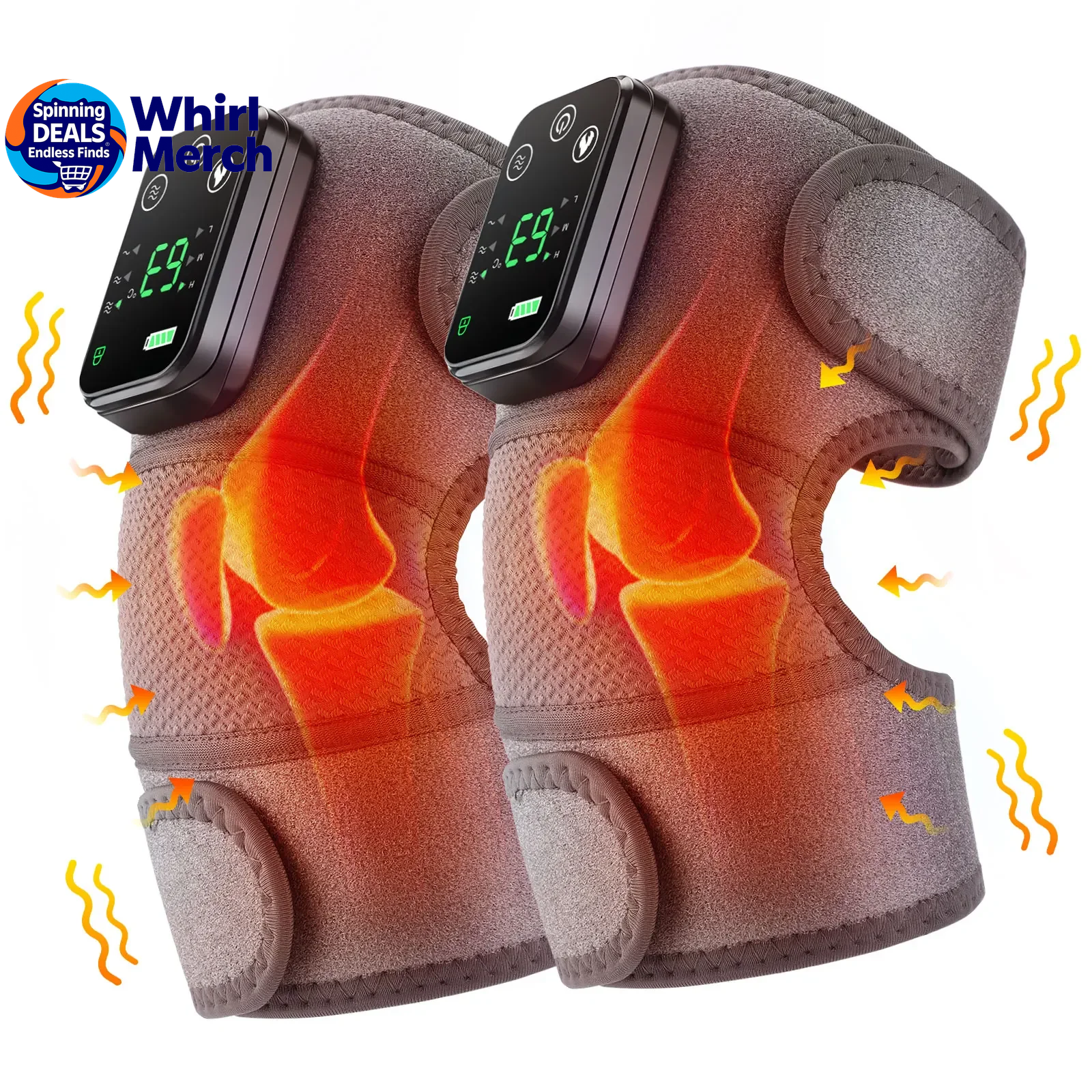 Electric Heated Vibration Physiotherapy Pad - 3-in-1 Massager for Knee, Shoulder, and Elbow Pain Relief with Hot Compress