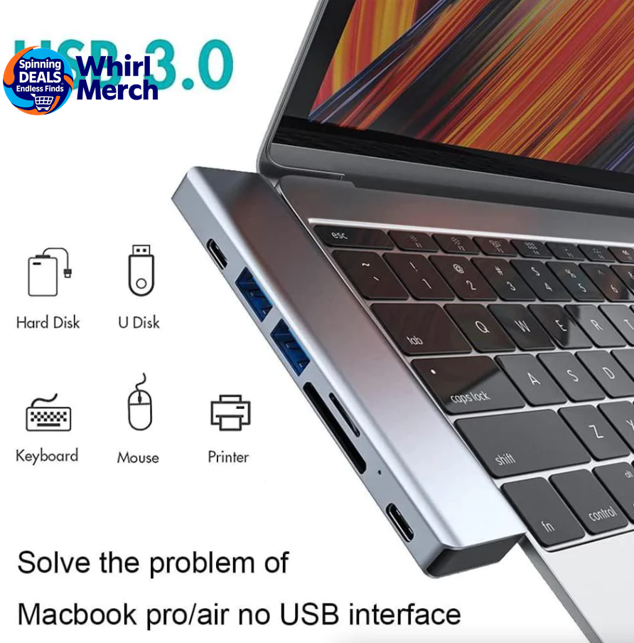 USB-C Multiport Hub with HDMI 4K Output and USB 3.0 Ports for MacBook Pro/Air