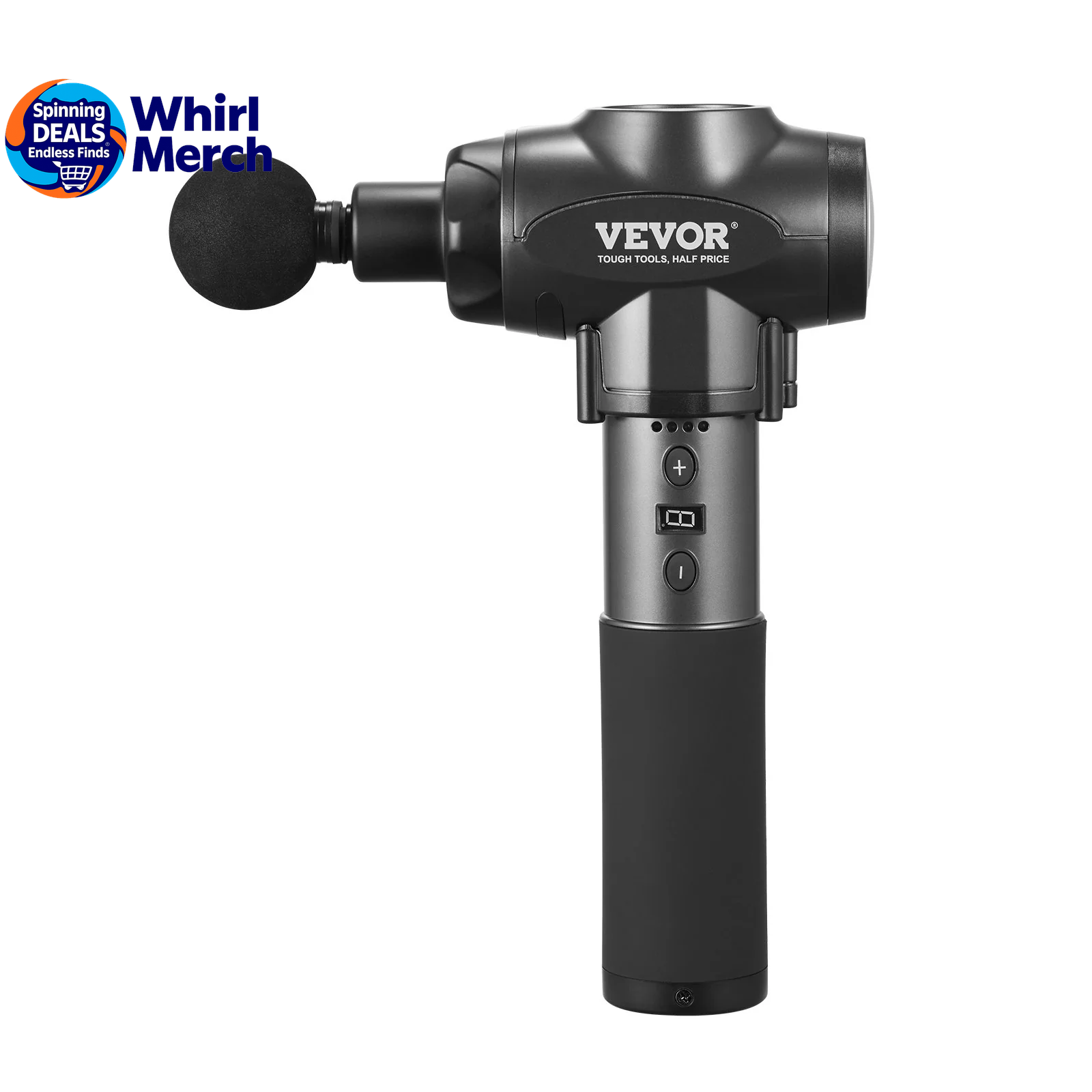 VEVOR Professional Deep Tissue Massage Gun with 9 Speed Settings and 6 Interchangeable Heads, 24V 2500mAh Battery, Percussion Massager for Athletes, Portable Electric Device for Pain Relief and Muscle Relaxation